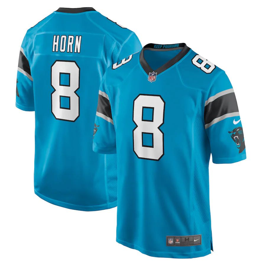 Men Carolina Panthers #8 Jaycee Horn Nike Blue Game Player NFL Jersey